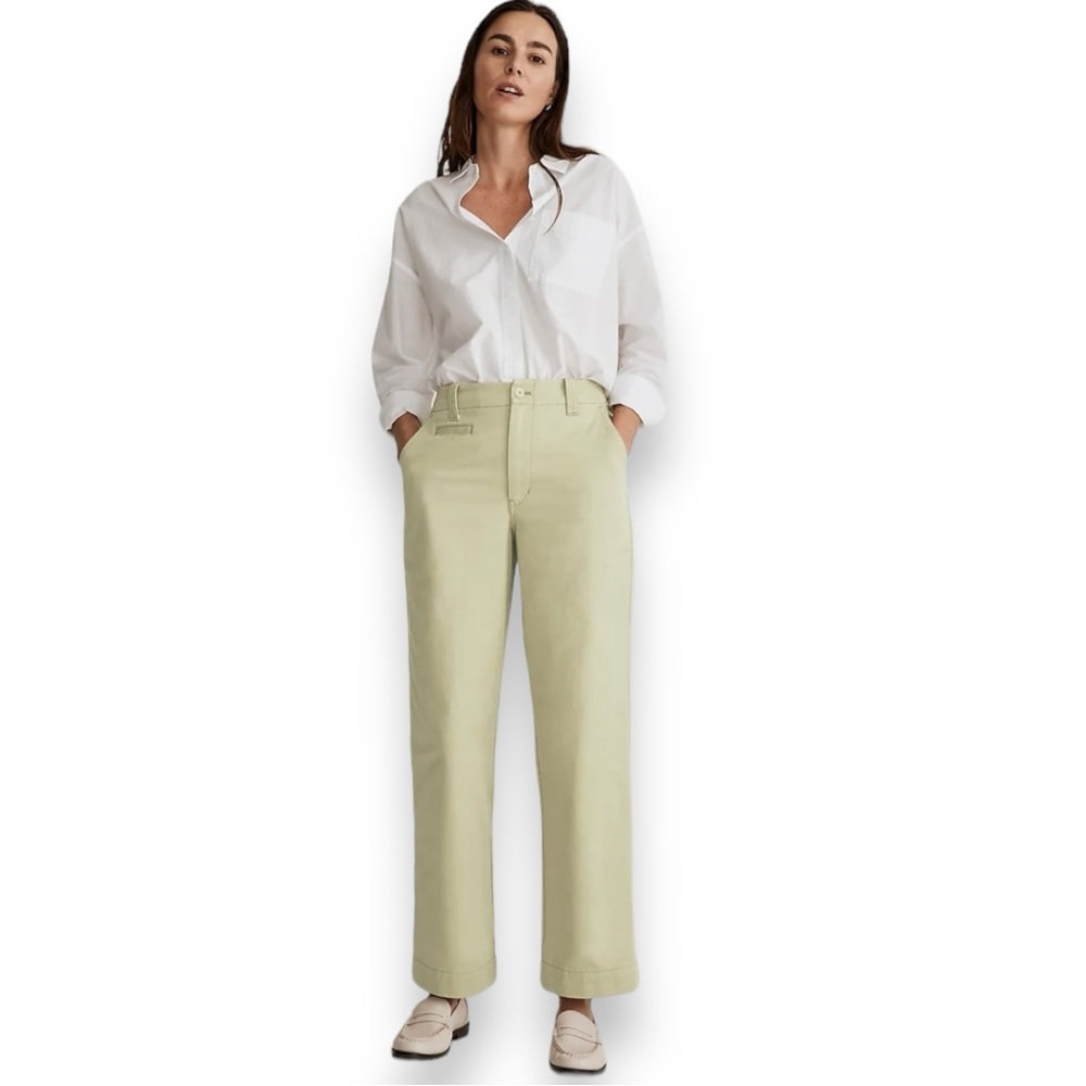 NWT Madewell Relaxed Chino Pants in Pale Lichen Size 12 Sage Light Green NEW